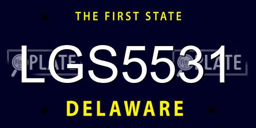 LGS5531 Delaware License Plate