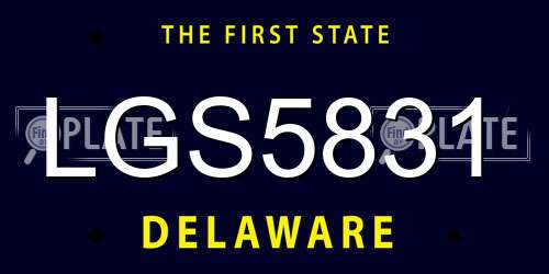 LGS5831 Delaware License Plate