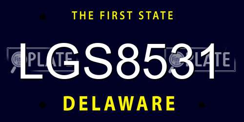 LGS8531 Delaware License Plate