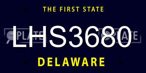 LHS3680 Delaware License Plate