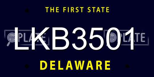 LKB3501 Delaware License Plate