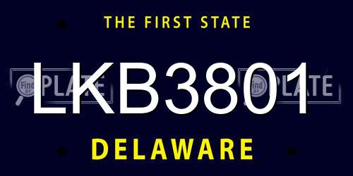 LKB3801 Delaware License Plate