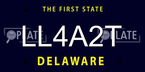 LL4A2T Delaware License Plate