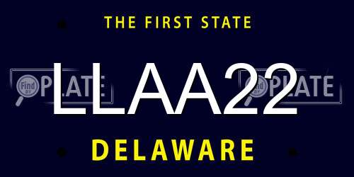 LLAA22 Delaware License Plate