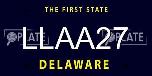 LLAA27 Delaware License Plate