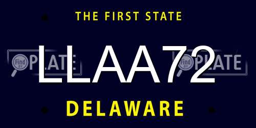 LLAA72 Delaware License Plate