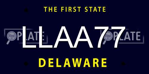 LLAA77 Delaware License Plate