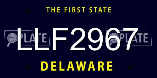 LLF2967 Delaware License Plate