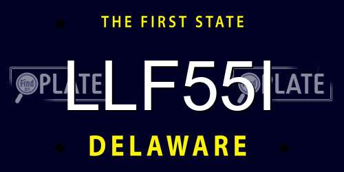 LLF55I Delaware License Plate