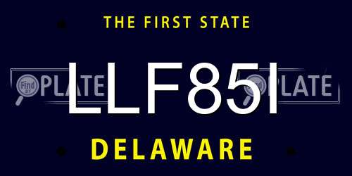 LLF85I Delaware License Plate
