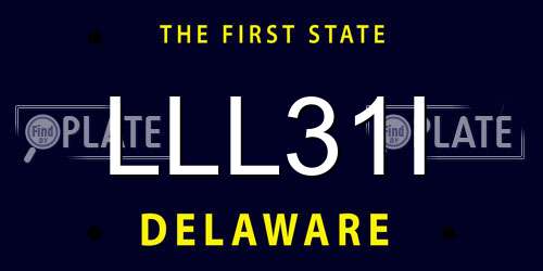 LLL31I Delaware License Plate