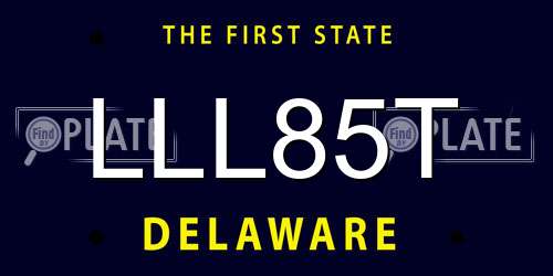 LLL85T Delaware License Plate