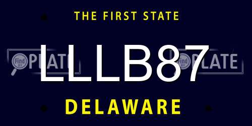 LLLB87 Delaware License Plate