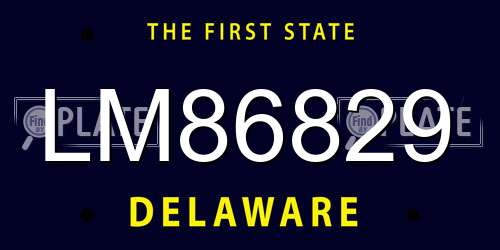 LM86829 Delaware License Plate