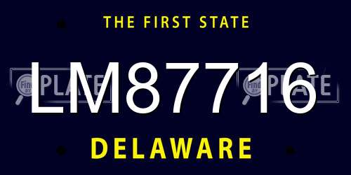 LM87716 Delaware License Plate