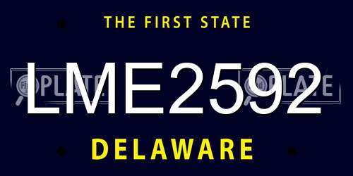 LME2592 Delaware License Plate