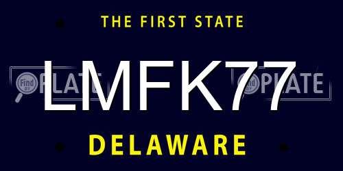 LMFK77 Delaware License Plate