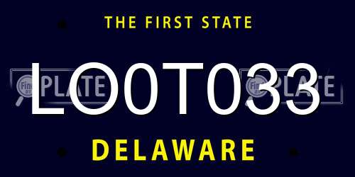 LO0T033 Delaware License Plate