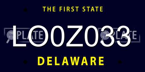 LO0Z033 Delaware License Plate