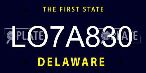 LO7A830 Delaware License Plate
