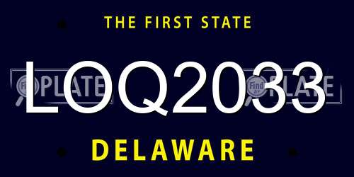 LOQ2033 Delaware License Plate