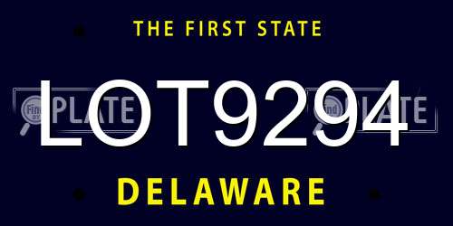 LOT9294 Delaware License Plate