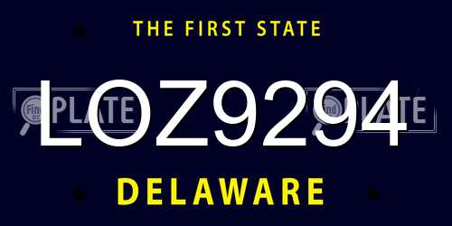 LOZ9294 Delaware License Plate