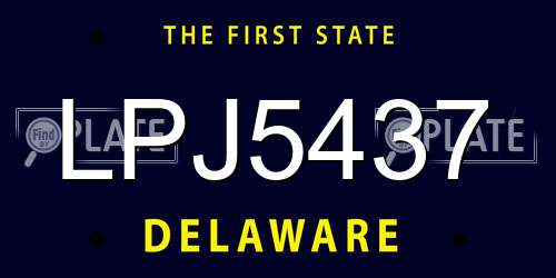 LPJ5437 Delaware License Plate