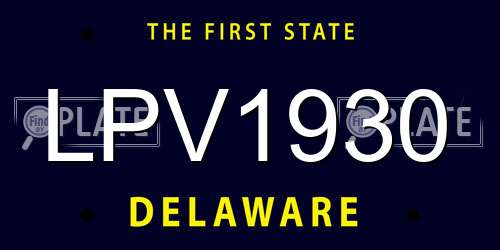 LPV1930 Delaware License Plate