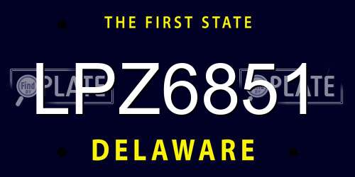 LPZ6851 Delaware License Plate