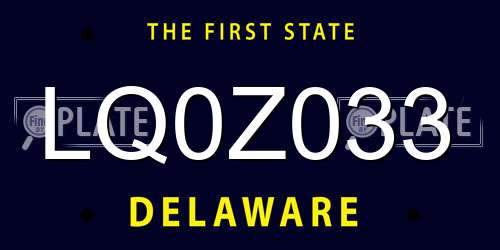 LQ0Z033 Delaware License Plate