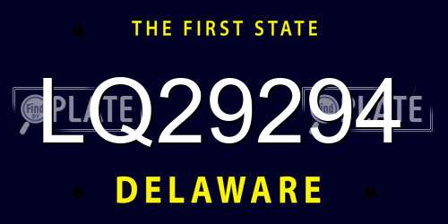 LQ29294 Delaware License Plate