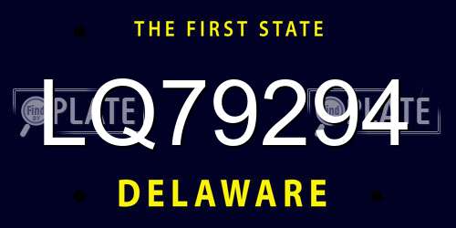 LQ79294 Delaware License Plate