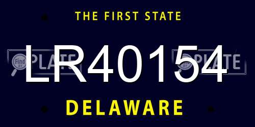 LR40154 Delaware License Plate