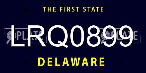 LRQ0899 Delaware License Plate