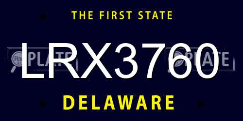 LRX3760 Delaware License Plate