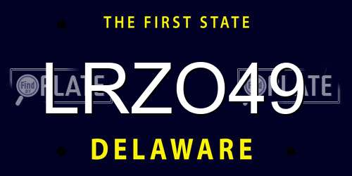 LRZO49 Delaware License Plate
