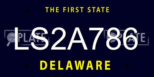 LS2A786 Delaware License Plate