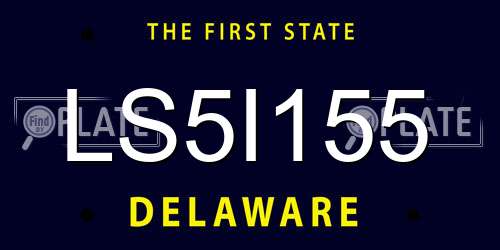 LS5I155 Delaware License Plate