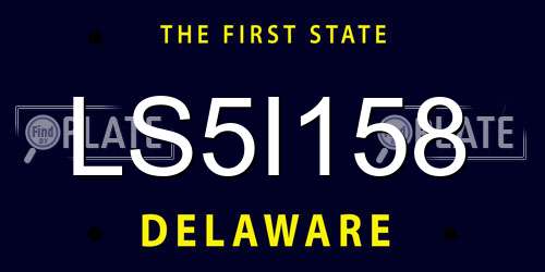 LS5I158 Delaware License Plate