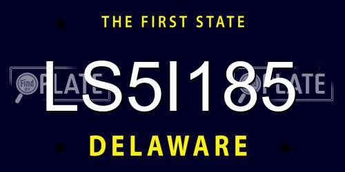 LS5I185 Delaware License Plate