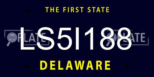 LS5I188 Delaware License Plate