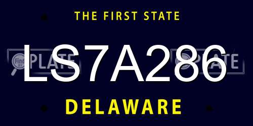 LS7A286 Delaware License Plate
