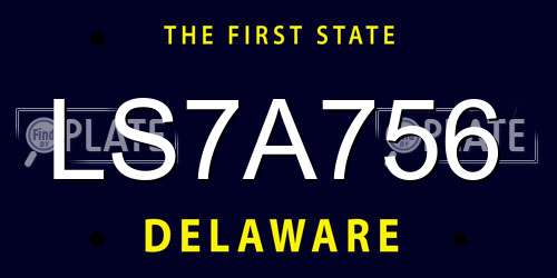 LS7A756 Delaware License Plate