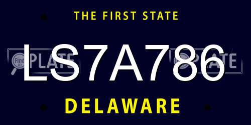 LS7A786 Delaware License Plate