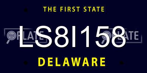 LS8I158 Delaware License Plate