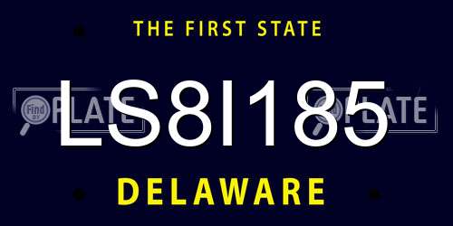LS8I185 Delaware License Plate