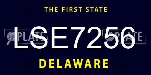 LSE7256 Delaware License Plate
