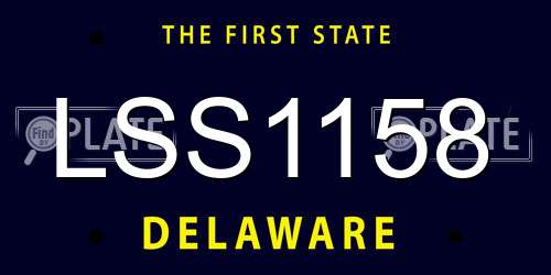 LSS1158 Delaware License Plate