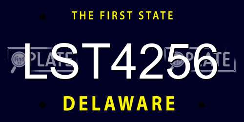 LST4256 Delaware License Plate